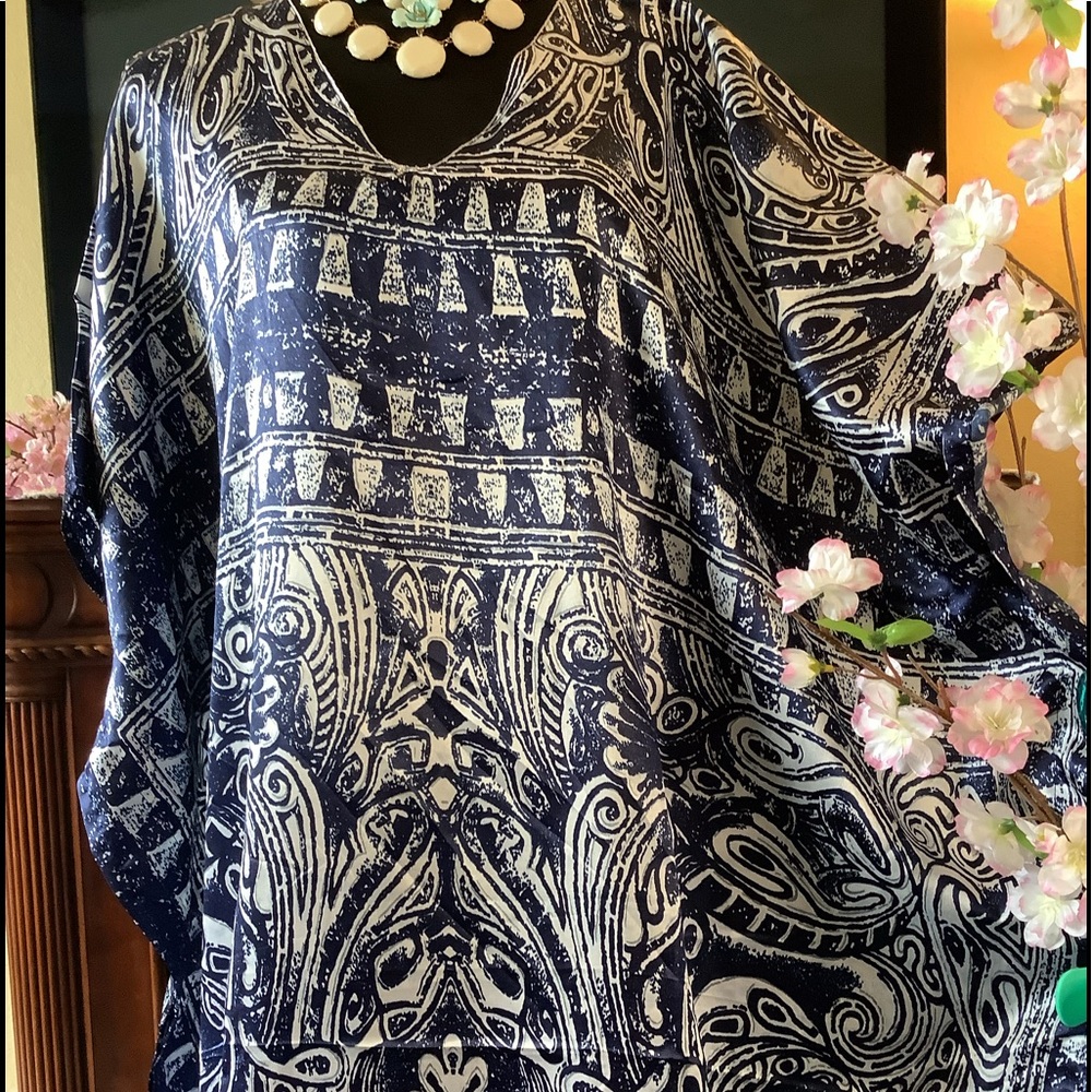 LOWEST🌺 NWT WINLAR BLUE SATIN CHARMEUSE FULL LENGTH CAFTAN - Picture 3 of 13